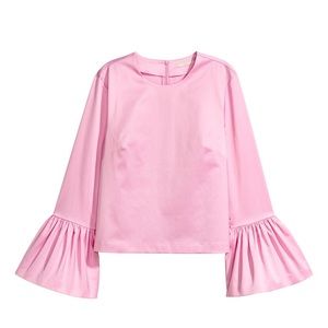 Pink blouse with fluted sleeve